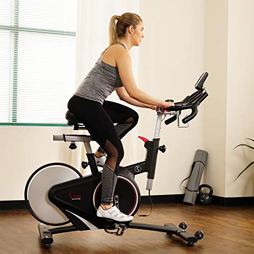Sunny Health & Fitness Magnetic Rear Belt Drive Indoor Cycling Exercise Bike with RPM Cadence Sensor - SF-B1709, Black