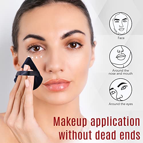 Foonbe Triangle Makeup Sponge for Face Powder, Soft Plush Triangle Makeup Sponge Beauty Gift Set, Reusable Velour Cosmetic Foundation Blender for Loose Powder and Contouring, Beauty Tool (6 Pcs)