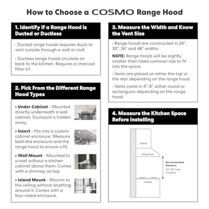 COSMO 668ICS900 36 in. Island Range Hood with 380 CFM, 3 Speeds, Ducted, Permanent Filters, Soft Touch Controls, LED Lights, Curved Glass Hood in Stainless Steel