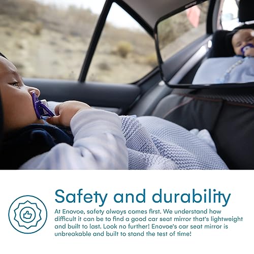 Enovoe Baby Car Mirror with Cleaning Cloth - Wide Convex Back Seat Baby Mirror is Shatterproof and Adjustable - 360 Swivel Rear Facing Car Seats Mirror Helps Keep an Eye on Your Infant car baby mirror