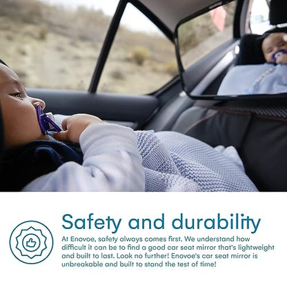 Enovoe Baby Car Mirror with Cleaning Cloth - Wide Convex Back Seat Baby Mirror is Shatterproof and Adjustable - 360 Swivel Rear Facing Car Seats Mirror Helps Keep an Eye on Your Infant car baby mirror