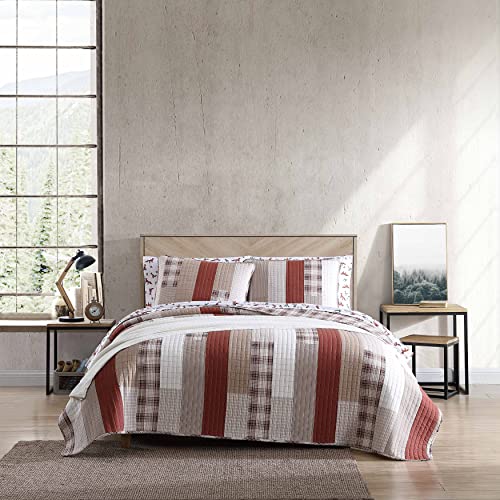 Eddie Bauer- King Quilt Set, Cotton Reversible Bedding Set, All Season Lodge Home Décor (Fairview Orange, King)