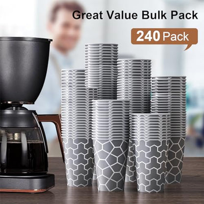 Huifany Paper Cups 12 oz 240 Count, Disposable Coffee Cups, Hot/Cold Beverage Drinking Cups for Water, Coffee, Tea, Juice