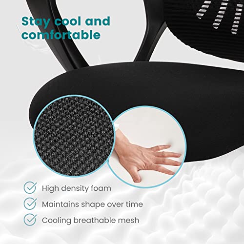 Office Chair Mid Back Computer Chair Ergonomic Mesh Computer Desk Chair with Larger Seat, Executive Height Adjustable Swivel Task Chair with Lumbar Support Armrest for Women Adults