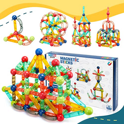 MAGDIY Magnetic Blocks Toddler Sensory Toys for 3+ Year Old Boys & Girls, Magnetic Sticks Building Toys for Kids Age 3-5 4-8, STEM Learning Educational Preschool Montessori Autism Toys, Birthday Gifts