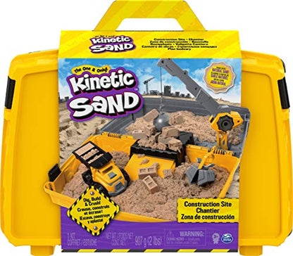 Kinetic Sand, Construction Site Folding Sandbox with Toy Truck and 2lbs of Play Sand, Sensory Toys for Kids Ages 3 and up