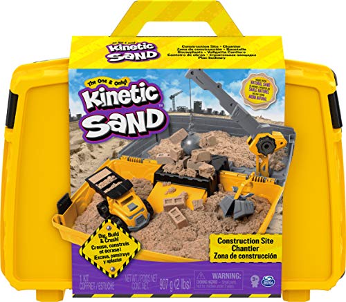 Kinetic Sand, Construction Site Folding Sandbox with Toy Truck and 2lbs of Play Sand, Sensory Toys for Kids Ages 3 and up