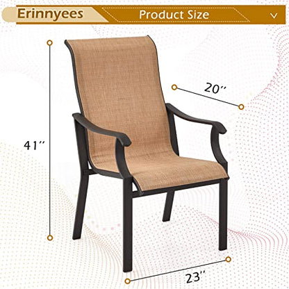 Erinnyees 4 PCS Outdoor Textilene Dining Chairs, Coated Metal Frame Textilene Chair with High Back and Armrest for Patio, Deck, Yard and Poolside…