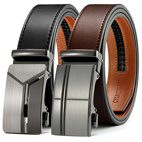 CHAOREN Ratchet Belts for Men 2 Pack - Mens Belt Leather 1 3/8" in Gift Set Box - Meet Almost Any Occasion and Outfit