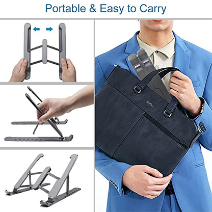 Senose Laptop Stand, Laptop Holder Portable Computer Stand Desktop Holder Mount Foldable Riser with 7 Levels Adjustable Aluminum Alloy Compatible for MacBook Air Pro,HP,Lenovo More 10-15.6" Laptops