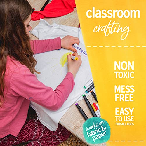 Fabric Pens for Clothes - Pack of 24 No Fade Markers - Machine Washable Shoe Markers for Fabric Decorating - Erase Stains Easily