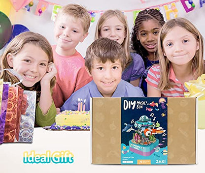 PREBOX Music Box Building Toys for Girls and Boys 8 9 10 11 12+ Year Old - Ideal Gifts for Kids Age 8-12 8-14, STEM Project and Activities, Best Birthday Gifts, Rotate with Music, Ocean