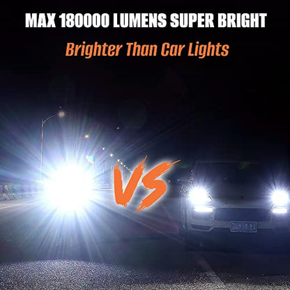 Dsstoc Rechargeable LED Flashlights High Lumens, 180,000 Lumens Super Bright Tactical Powerful Waterproof Flashlights with Battery, 5 Mode, Zoomable, Handheld Flashlights for Emergencies Camping