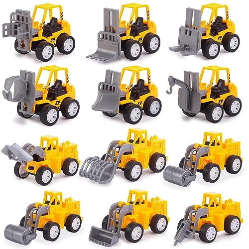 3 otters Mini Construction Vehicles for Construction Party Favors, 12PCS Pull Back Engineering Vehicles for Kids Ages 3 and up, Party Supplies Favors Birthday Gift
