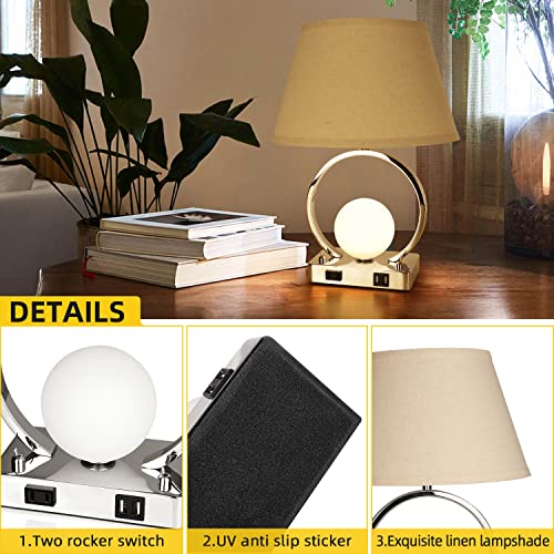 Eneru Bedside Lamps for Bedrooms Nightstand - Set of 2 with USB C Charging Ports and AC Outlet-End Table Lamp with Small Night Lamp Modern Office Lamps for Living Room for Bed Side Stand Read