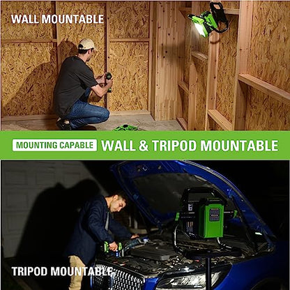 Greenworks 40V (AC/DC) 2000-Lumen LED Work Light, 360° Head Rotation, Tripod Mountable, Portable, Indoor/Outdoor Light, Flood Light, Tool-Only
