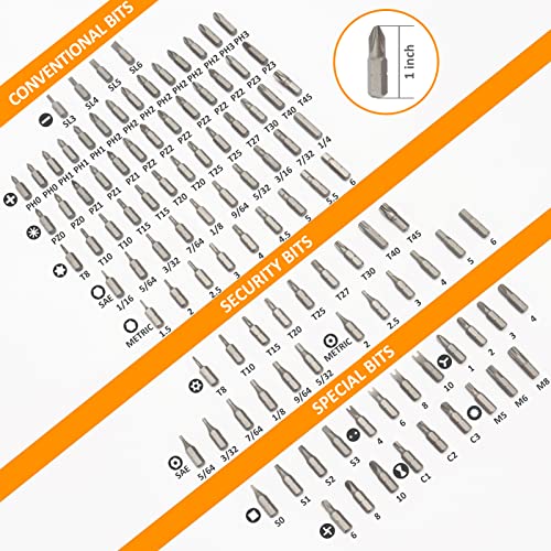 YF YoungFulTool 108 Piece 1/4’’ Hex Shank Magnetic Screwdriver Bit Set Slotted Phillips Pozidriv Torx Hex Security Bits,Speciality Bits,Quick-Release Bit Holder Hand/Power Tool Accessories