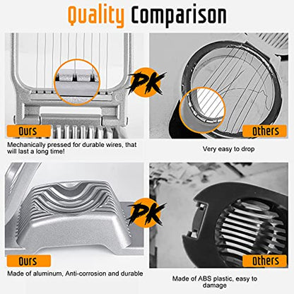 Yuzxaun Slicer for Hard Boiled Eggs, Stainless Steel Wire, Heavy Duty Aluminium Egg Cutter Dishwasher Safe for Strawberry Soft Fruit