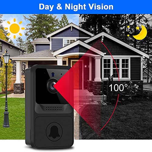Wireless Doorbell Camera 2.5WiFi Video Doorbell with Chime Home Security Camera Doorbell ，Free Cloud Storage Rechargeable Battery Real-time Alerts Night Vision
