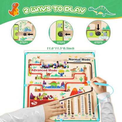 Lktvys Magnetic Activity Board, Educational Montessori Toy for 3+ Year Olds, Wooden Puzzle Game, Learning Counting and Matching Toy for Toddlers and Kids Boys Girls Preschoolers 3 4 5 Years Old