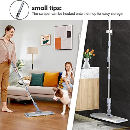 Sunally 18 Inch Professional Microfiber Mop Floor Cleaning Mop, Wet and Dust Mop with 4 Reusable Mop Pads and Mop Holder, Grey