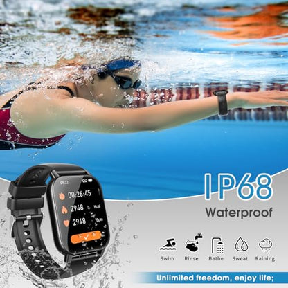 Smart Watch (Answer/Make Calls), 1.85" Smartwatch for Men Women IP68 Waterproof, 100+ Sport Modes, Fitness Activity Tracker Heart Rate Sleep Monitor Pedometer Calories, Smart Watches for Android iOS