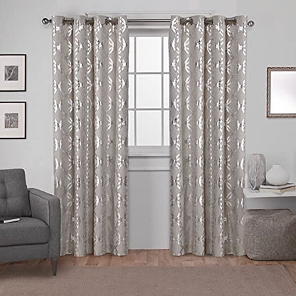 UPDATE: DEAD! Exclusive Home Curtains Exclusive Home Modo Metallic Geometric Grommet Top Curtain Panel Pair, 54x108, Natural, 2 Count