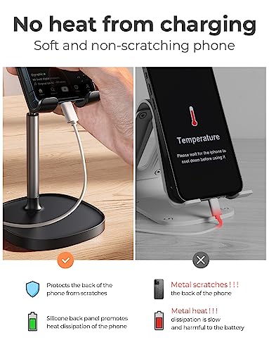 LISEN Cell Phone Stand, Height Angle Adjustable Phone Stand for Desk, Thick Case Friendly Phone Holder Stand, Taller iPhone Stand Compatible with All Mobile Phones,iPhone, Switch,iPad,Tablet(4-10in)