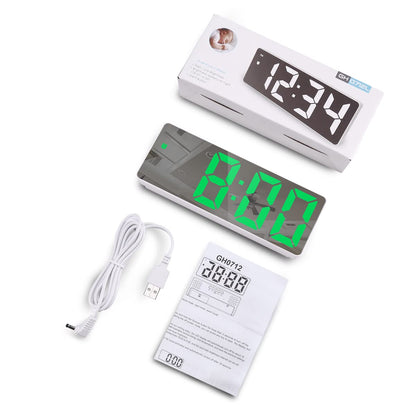 Olipiter Digital Clock for Heavy Sleepers, Alarm Clocks for Bedrooms, LED Digital Clock Large Display, USB/Battery Desktop Clock with Temperature, Adjustable Brightness, Voice Control, 12/24H