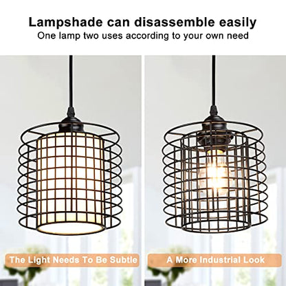 DLLT Vintage Adjustable Pendant Lighting, 6.88 Inch Metal Hanging Pendant Light Fixture with Cage Shade, Retro Ceiling Hanging Dining Light Fixture for kitchen island/Dining Hall/Hallway/Bar, E26 Base