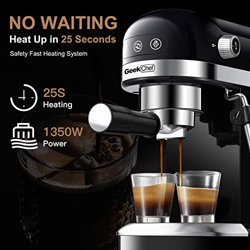 Geek Chef Espresso Machine, High Performance For Espresso, Cappuccino, Latte, Machiato, Semi-Automatic Coffee Maker