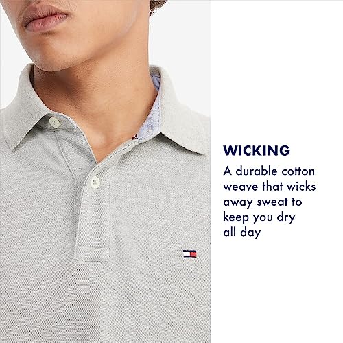 Tommy Hilfiger mens Short Sleeve Cotton Pique in Custom Fit Polo Shirt, Fresh White, Medium US