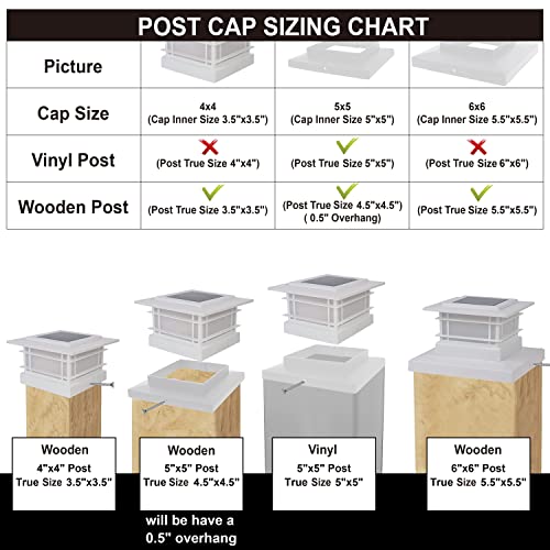 Dynaming 6 Pack Solar Post Lights Outdoor, Decorative Post Cap Light, Solar Powered White Shell Caps, High Brightness Warm White LED Lighting for Garden Deck Patio, Fit 4x4, 5x5 or 6x6 Wooden Posts
