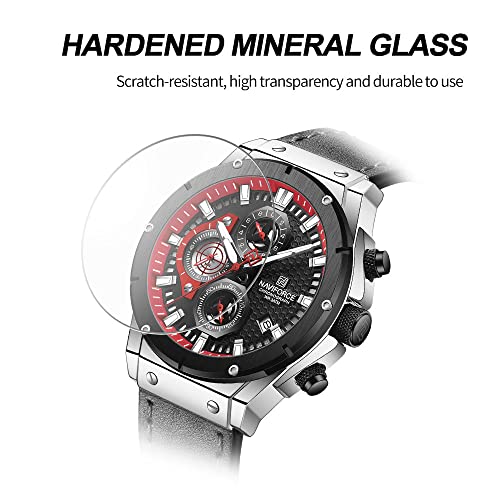 NAVIFORCE Fashion Genuine Leather Chronograph Quartz Watch for Men Auto Date Sport Waterproof Analog Wrist Watches