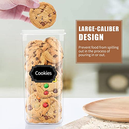 PRAKI Airtight Food Storage Container Set, 16 Pcs BPA Free Plastic Dry Food Canisters for Kitchen Pantry Organization and Storage Ideal for Cereal, Flour & Sugar - Labels, Marker(Black)