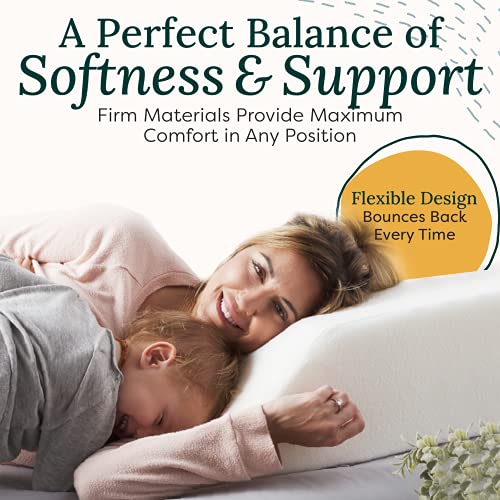 Zen Bamboo Wedge Pillows for Sleeping - Luxury Foam Leg Elevation Pillow for Leg & Back Discomfort w/Removable Cover