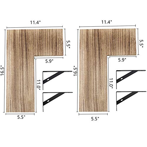YCOCO Corner Floating Shelves Wall Mounted Set of 2,Rustic Wood Wall Storage Shelves for Bedroom,Living Room,Kitchen,Office,Floating Shelves for Wall