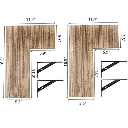 YCOCO Corner Floating Shelves Wall Mounted Set of 2,Rustic Wood Wall Storage Shelves for Bedroom,Living Room,Kitchen,Office,Floating Shelves for Wall
