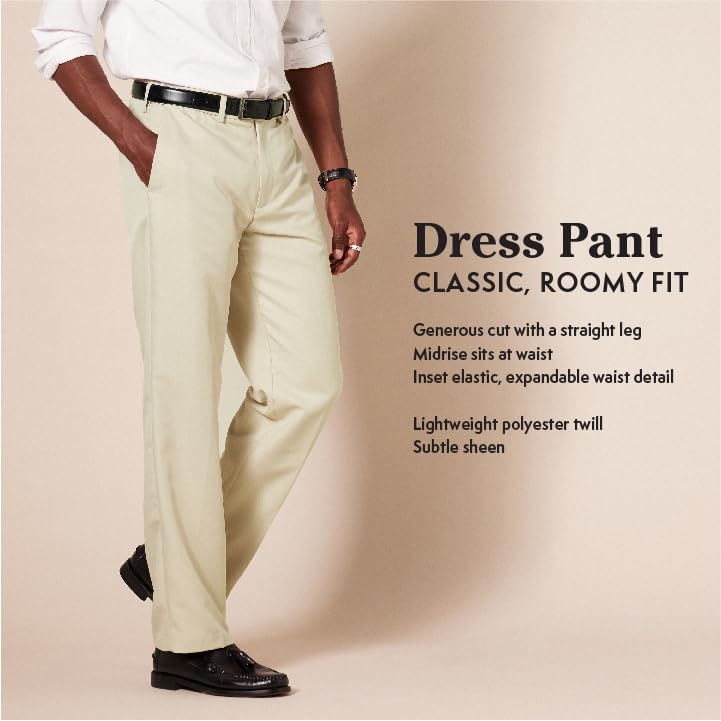 Amazon Essentials Men's Classic-Fit Expandable-Waist Flat-Front Dress Pant, Black, 30W x 34L