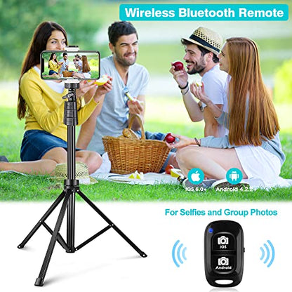 UBeesize 67" Phone Tripod&Selfie Stick, Camera Tripod Stand with Wireless Remote and Phone Holder, Perfect for Selfies/Video Recording/Live Streaming
