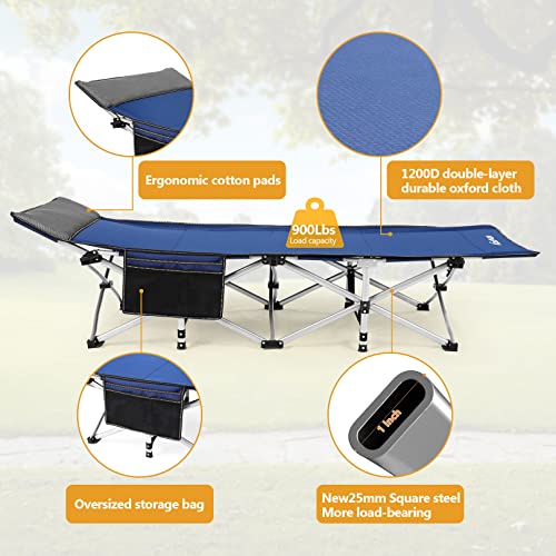 Homdox Camping cot Folding Outdoor Camping Travel Cot and Cot Pad - Quality Lightweight Portable Heavy Duty Adult & Kids Travel Cot Double Layer Oxford Portable Travel Camp Cots for Camp/Office/Home