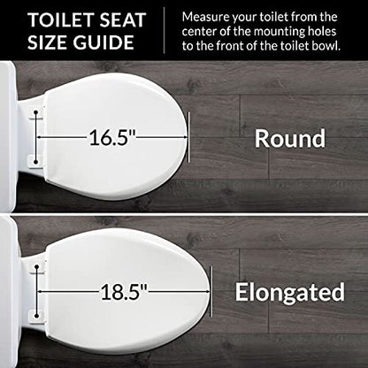 Mayfair Molded Wood Toilet Seat with Easy-Clean & Change Hinges, Elongated, White, 1844EC 000