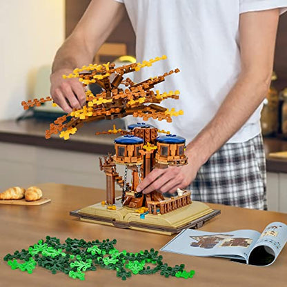 Mibido Ideas Tree House Building Kit with Led Lights, Build-and-Display Model Home or Office Decor for Adults Creative Forest Toy Gift for Kids Aged 12+, New 2023 (1008 Pieces)