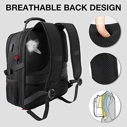 YOREPEK Travel Backpack, Extra Large 50L Laptop Backpacks for Men Women, Water Resistant College Backpack Airline Approved Business Work Bag with USB Charging Port Fits 17 Inch Computer, Black