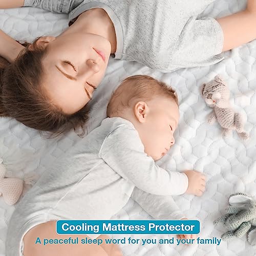 Mooreeke Premium 100% Waterproof Luxury Tencel Mattress Protector Twin Size Breathable Mattress Pad, Deep Pocket Fitted Mattress Cover Smooth Noiseless Softer Than Terry Cotton Bamboo Machine Washable