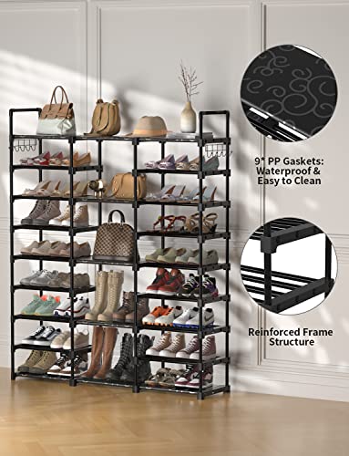TIMEBAL 9 Tiers Shoe Rack Storage Organizer Shoe Shelf Organizer for Entryway Holds 50-55 Pairs Shoe and Boots, Stackable Shoe Cabinet Shoe Rack Organizer Large Shoe Shelf for Closet Bedroom Hallway