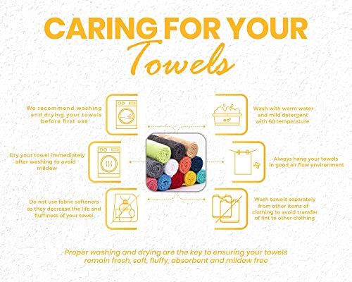 Premium 100% Cotton Wash Cloths, 12 Piece Set, 13x13 Inches, Luxury towels, Durable, Fingertip Towel Quick Dry & Extra Absorbent Cleaning Cloth Face Cloths for Home, Spa, Hotel, Bathroom & Kitchen