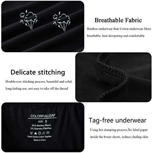 COLORFULLEAF Men's Bamboo Underwear Ultra Soft Breathable Boxer Briefs Comfy Basic Trunk Underwear 3 Pack (3Black,Medium)