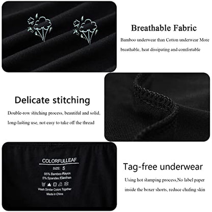 COLORFULLEAF Men's Bamboo Underwear Ultra Soft Breathable Boxer Briefs Comfy Basic Trunk Underwear 3 Pack (3Black,Medium)