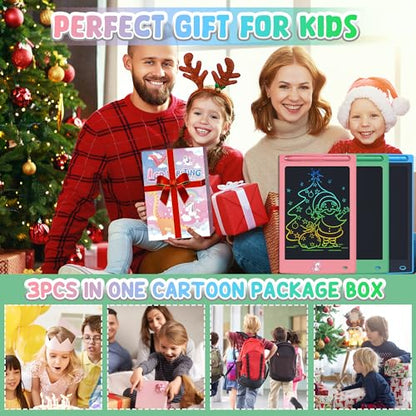 FLUESTON Toys LCD Writing Tablet Toddler,Toys for Boys Girls 3 4 5 6 7 8year,8.8 Inch 3pcs in 1 Pack Drawing Pad Toy Christmas Birthday Gifts for Kids,Drawing Tablet Doodle Board Cute Dinosaur Unicorn